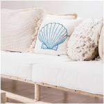 Les Tr&eacute;sors De Lily [Q4335] - puuvillane padjakate 'Monde Marin' beež sinine (kest) - 40x40 cm beež