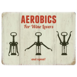Les Tr&eacute;sors De Lily [Q9201] - Magnet m&eacute;tal r&eacute;tro 'Aerobics for Wine Lovers' beige noir - 9x6. 5 cm beež