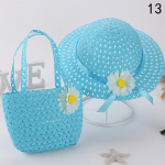 T&uuml;drukute kaunistused Laste p&auml;ikesek&uuml;bar k&auml;ekott Suvine laste printsessi &uuml;likonna komplekt Moodne lillekujundus 13_Hat+Bags