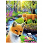 T&auml;ielik 5D isetehtud teemantmaal Creek ja Fox tikandid ristpistes kodukaunistusega k&auml;sitsi valmistatud kingitus 20X25CM
