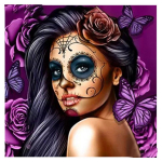 T&auml;ielik 5D isetehtud teemantmaal, naine ja liblikas mosaiiktikandid ristpistega kodukaunistus, k&auml;sitsi valmistatud 25x25cm