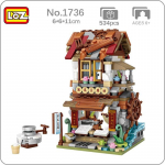 LOZ 1736 City Street Chinatown Tofu Bean Curd Shop Store Arhitektuur Mini plokid Tellised Ehitusm&auml;nguasi lastele Kingitus ilma karbita