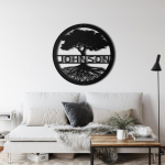 Metallist seinakunst, isikup&auml;rastatud sugupuu, elupuu seinakunst, metallist perekonnanime silt, metallist seinakaunistus 18"W x 18"H / 45x45cm must