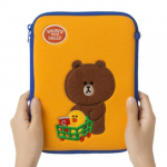 LINE Friends Brown & Sally 8-tolline kuulmisp&auml;eva kollane tahvelarvuti kott Brown and Sally