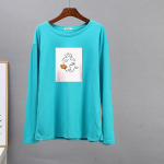 Hirsionsani &uuml;lisuured vabaaja T-s&auml;rgid, naiste lihtsad O-kaelusega abstraktsed figuurid, tr&uuml;kitud t-s&auml;rgid, naiste pikad varrukad. M valge