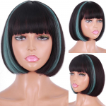 MERISIHAIR naiste hall lilla l&uuml;hike bob parukas &otilde;lgade pikkusega, must lilla s&uuml;nteetilisest kiust parukas naistele