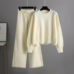 S&uuml;gistalvine p&otilde;hjuslik silmkoeline pullover &uuml;likond, naiste avar kampsun, laia s&auml;&auml;rega p&uuml;ksid, kaheosaline komplekt OneSize