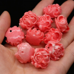 10 tk naturaalsed punased korallihelmed, lillekujulised l&auml;biva auguga lahtised helmed ehete valmistamiseks DIY ripats kaelakee k&auml;ev&otilde;ru tarvik 10Pcs/20x20mm punane