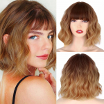 MERISIHAIR L&uuml;hikesed Platinum Bob S&uuml;nteetilised Parukad Blondid Ombre Lainelised Parukas Tumedad Tumedad Tumedad Tumedad Naistele Igap&auml;evaseks kandmiseks CN
