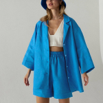 Hirsionsani suvine trendikas puuvillane kaheosaline komplekt naiste l&uuml;hikeste varrukatega s&auml;rgi ja k&otilde;rge v&ouml;&ouml;kohaga l&uuml;hikeste p&uuml;kstega &uuml;likond, naiste massiivne lihtne spordidress S roheline