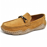 Meeste ehtsast nahast vabaajajalatsid Meeste p&auml;tsid Mugavad s&otilde;idujalatsid Mokassiinid Meeste jalan&otilde;ud 43 kollane