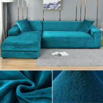 Sametine diivani kate Elastne paks L-kujuline nurgadiivani kate elutuppa 1/2/3/4 istekohaga veniv kate diivandiivani tugitoolile 2 Seater 140-185cm j&auml;rve sinine v&auml;rv