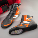 35-46 Unisex poksisaapad K&otilde;rge otsaga nahast v&otilde;rk, hingav v&otilde;itluspoksisaapad V&otilde;itlustreeningjalats Mootorrattasaapad Noorte poksijalatsid 40 oranž/hall v&auml;rv