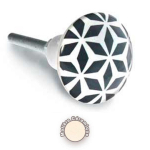 Les Tr&eacute;sors De Lily [A0399] - keraamiline m&ouml;&ouml;bli nupp 'Boho' must valge - 65x35 mm must