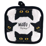 Les Tr&eacute;sors De Lily [A1109] - Manique coton 'Chats' noir blanc (Miaou) - 20x20 cm must