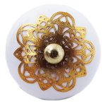 Les Tr&eacute;sors De Lily [A3121] - Kuldvalge Boho keraamiline m&ouml;&ouml;blinupp - 60x40 mm kuld