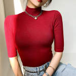 Naiste puuvillased T-s&auml;rgid, l&uuml;hikeste varrukatega, vabaaja elastsed &otilde;hukesed T-s&auml;rgid L