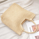 Yogodlnsi kevadel ja suvel populaarne uus suure mahutavusega &otilde;lgedest kootud kott Puhkuse rannakott Naistele mitmek&uuml;lgne INS k&auml;sitsi valmistatud &otilde;lakott kandekott 31x11x39 beež