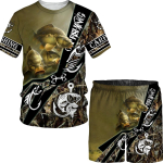 Meeste 3D Kala Prinditud Sport Kalap&uuml;&uuml;k Telkimine Kamuflaaž jahindus T-s&auml;rkide komplekt meeste riietele T&auml;navar&otilde;ivad Suures suuruses T-s&auml;rgid/l&uuml;hikesed p&uuml;ksid/&uuml;likonnad XS