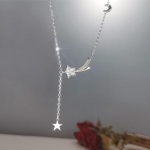 ANENJERY Zircon Moon Star ripats, pikk tutiga kaelakee naistele &Otilde;rn kraega kett peoehted aksessuaarid h&otilde;be