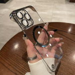 Magsafe'i juhtmeta laadimiseks Luksuslik l&auml;bipaistev &auml;&auml;risteta telefoni&uuml;mbris iPhone'i 14 13 12 Pro Max Plus PC k&otilde;va p&otilde;rutuskindla kate jaoks for iphone 12 h&otilde;be