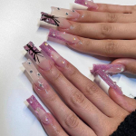 24 tk/komplekt Quick Nails Purple Glitter French False Nials Kleebis Kantav veekindel manik&uuml;&uuml;r viimistletud k&uuml;&uuml;ned