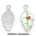 2/5 tk 10 * 22 mm v&auml;rviline lehekujuline sulamist tilk&otilde;li ripats ehete komponentide valmistamiseks DIY kaelakee k&auml;ev&otilde;ru k&otilde;rvar&otilde;ngas 10*22mm 2pcs