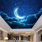 T&auml;histaeva seinamaaling 3D Kuu T&auml;histaeva maastiku tapeet Elutoa Magamistoa Lae seinamaal Loovkunsti tapeet 200 cm(W) x 140 cm(H)