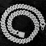 14 mm Kuuba l&uuml;likett meestele Iced Out Miami Kuuba l&uuml;likett kaelakee k&auml;ev&otilde;ru meestele naistele Bling teemant Kuuba ketid kaelakeed hip-hop ehted Silver-45cm(18inch)