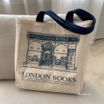 Uus naiste l&otilde;uendist &otilde;lakott London Book Print Naiste vaba aja k&auml;ekott K&auml;ekott Korduvkasutatav suure mahutavusega ostukott