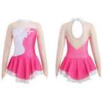 Lastele T&uuml;drukutele Pikkade Varrukatega Tantsur&otilde;ivad V&otilde;rgust Patchwork Litrid Uisutamine V&otilde;imlemine Trikoo kleit 13-14 Years roosa