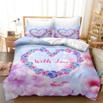 3D Modern Romantic Love Series voodipesukomplekt &auml;sja abiellunud toa tekk ja padjap&uuml;&uuml;r AU240 * 270 Super Size paarituba Pehme kodukaunistus AU Queen 210x210cm