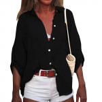 Naiste suvine puuvillane linane &uuml;hev&auml;rviline seitsme punktiga varrukatega s&auml;rk V-kaelusega avar s&auml;rk XXL