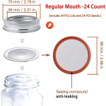 48 tk Tavalised suukonservide kaaned ja r&otilde;ngad Mason purgikaaned Korduvkasutatavad lekkekindlad poolitatud h&otilde;bedased kaaned silikoontihenditega r&otilde;ngad 70MM