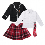 Kids Boys Girls Classic British Japanese Korean School Uniform Outfits Anime Cosplay Dress up Costumes Shirt Suit 7-8 Years