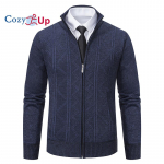 Cozy Up meeste t&auml;ist&otilde;mblukuga kampsun Slim Fit kaabliga kootud lukuga taskutega kampsun 3XL tumesinine v&auml;rv