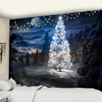 Kristallist j&otilde;ulupuu seinakaunistus Taustadekoratsioon Kangas J&otilde;ulukunst Seinavaip J&otilde;ulude lumehelbed Kodukaunistusega gobel&auml;&auml;n 100x75cm
