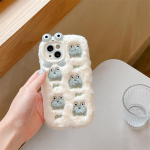 Winter Cartoon Tikitud Little Frog Plush telefoni&uuml;mbris iPhone 15 14 13 12 11 Pro Max k&otilde;ikeh&otilde;lmav kukkumiskaitse kate iPhone 15 Pro Max