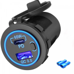 Est 83w s&uuml;learvuti autolaadija pesa 12v USB v&auml;ljund 65w Pd3.0 Usb C & 18w Qc3.0 auto USB-port 12v laadija koos l&uuml;litiga veekindel NO Cable sinine