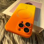 Luksuslik juhtmevaba laadimise gradiendmustriga telefoni&uuml;mbris iPhone'i 15 11 12 13 14 Pro Max Plus jaoks, pehme magnetiline silikoonkate For iPhone 14 oranž