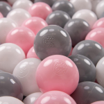 KiddyMoon 100 Balls 7cm/2.75in pehmest plastikust m&auml;ngupallid lastele v&auml;rvilised sertifitseeritud made in eu, valge/hall/heleroosa 100 Balls/7cm-2.75in