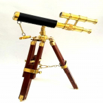 V&auml;ike, 22,86 cm suurune messingist teleskoop koos statiivialusega kirjutuslaua sisekujundus ja kodukaunistusega &uuml;ksus