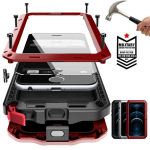 Luksuslik raskeveokite p&otilde;rutuskindel &uuml;mbrise kate iPhone'ile 16 15 14 13 12 11 Pro Max Mini X XR XS Max telefoni&uuml;mbris Samsung Armor metall&uuml;mbrisele iPhone X/XS punane