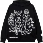 Y2K Graffiti t&auml;nava vaba aja spordi kapuuts, vaba multifilmiprintiga Pullover kampsun Hip Hop meeste ja naiste M valge/must
