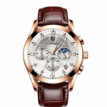 Meeste k&auml;ekellad parima kaubam&auml;rgiga luksuslik kuufaasiline 24-tunnine kronograafiga kvartskell meestele, helendav veekindel kuup&auml;evaga k&auml;ekell valge/pruun