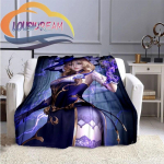 Uusim m&auml;ng Genshin Impact Fashion seksikas tegelane flanell tekk tekikate reisivoodipesu, voodikate 75x90cm