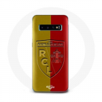 Samsung galaxy S10 &uuml;mbris rcl objektiiv Logo kollase ja punase taustaga