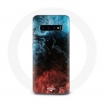 &Uuml;mbris Samsung Galaxy s10 edge jaoks abstraktse tekstuuriga taust punane must sinine