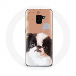 &Uuml;mbris Samsung Galaxy A8 Plus jaapani spanjeli musta ja valge koera t&otilde;ugu jaoks