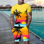 Suvised Hawaii T-s&auml;rgid L&uuml;hikesed p&uuml;ksid Komplektid Sea Beach 3D Print Meeste Mood Spordidressid L&uuml;hikeste varrukatega T-s&auml;rk P&uuml;ksid Komplekt Meeste &uuml;likonnad Riided 5XL